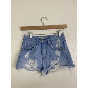 Lovers + Friends Light Wash Distressed Cut Off Denim Shorts Size 23